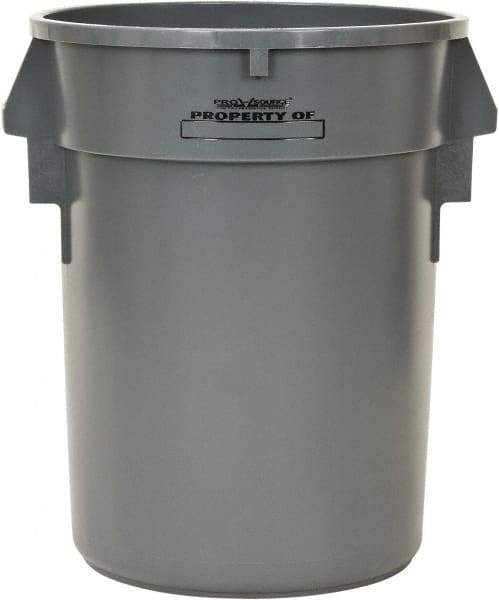 PRO-SOURCE - 32 Gal Round Trash Can - 31-3/4 Inch High, Gray, Polyethylene, Vented Rib Style, USDA Approved - A1 Tooling