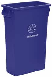 PRO-SOURCE - 23 Gal Blue Rectangle Recycling Container - Polyethylene, 15" High x 11" Long x 23" Wide - A1 Tooling