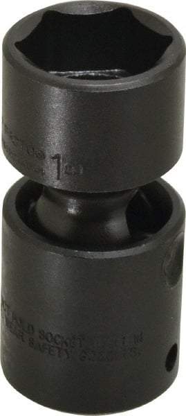 Proto - 1/2" Drive 1" Standard Universal Impact Socket - 6 Points, 2-29/32" OAL - A1 Tooling