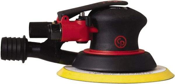 Chicago Pneumatic - 12,000 OPM, 16 CFM Air Consumption, 90 psi Air Pressure, Palm Air Orbital Sander - Round Pad, Hook & Loop Backing, 1/4" Inlet - A1 Tooling