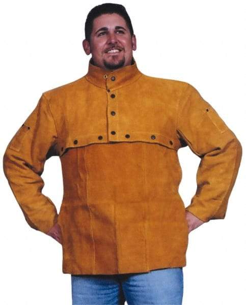 PRO-SAFE - Size S, 34-36" Chest, Flame Resistant, Cape Sleeve with Bib - Split Leather, Bright Gold - A1 Tooling