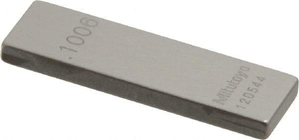 Mitutoyo - 0.1006" Rectangular Steel Gage Block - Accuracy Grade 0, Includes Certificate of Inspection - A1 Tooling