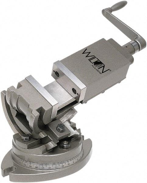 Wilton - 5" Jaw Width, 5" Jaw Opening Capacity, Angle Swivel Machine Vise - Manual Operation, 1 Station, 17-1/2" Long x 12" High x 1-3/4" Deep - A1 Tooling