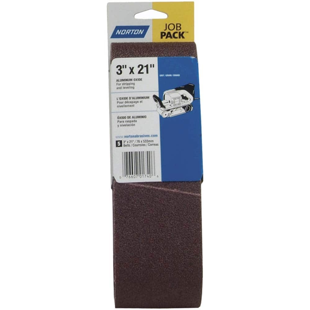 Norton - 3" Wide x 21" OAL, 120 Grit, Aluminum Oxide Abrasive Belt - A1 Tooling