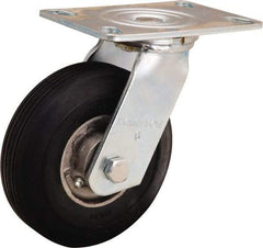 Hamilton - 6" Diam x 2" Wide, Rubber Swivel Caster - 300 Lb Capacity, Top Plate Mount, 4-1/2" x 6-1/4" Plate, Straight Roller Bearing - A1 Tooling