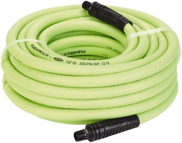 Legacy - 1/2" ID x 0.74" OD 50' Long Multipurpose Air Hose - MNPT x MNPT Ends, 300 Working psi, 140°, 3/8" Fitting, Green - A1 Tooling