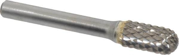 SGS Pro - 3/8" Cut Diam, 1/4" Shank Diam, Cylinder with Radius Head Double Cut Burr - Carbide, Radius End, 3/4" LOC, 2-1/2" OAL - A1 Tooling