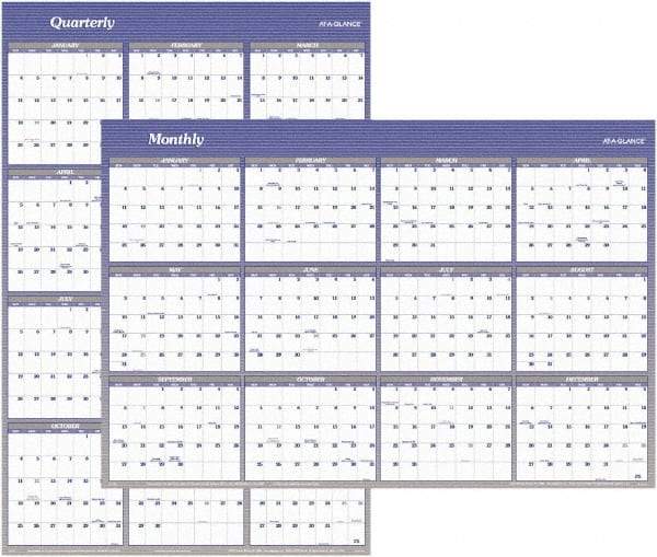 AT-A-GLANCE - 1 Sheet, 32 x 48", Erasable Wall Planner - White & Blue - A1 Tooling