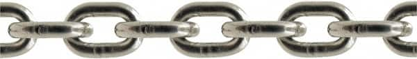 Value Collection - 1/8" Welded Stainless Steel Chain - 410 Lb Capacity, Grade 43, 100' Long, Polished Finish - A1 Tooling