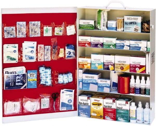 Medique - 1,500 Piece, 150 Person, Industrial First Aid Kit - 19-1/4" Wide x 28-1/2" Deep x 6" High, Metal Cabinet - A1 Tooling