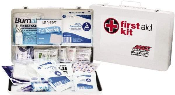 Medique - 200 Piece, 50 Person, Industrial First Aid Kit - 14" Wide x 9-1/2" Deep x 2-1/2" High, Metal Case - A1 Tooling