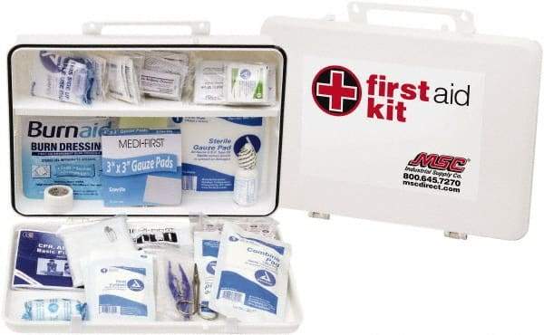 Medique - 200 Piece, 50 Person, Industrial First Aid Kit - 13-3/4" Wide x 9-1/2" Deep x 3" High, Plastic Case - A1 Tooling