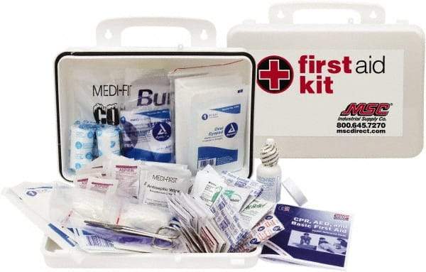 Medique - 150 Piece, 25 Person, Industrial First Aid Kit - 9-1/4" Wide x 6-3/4" Deep x 3" High, Plastic Case - A1 Tooling