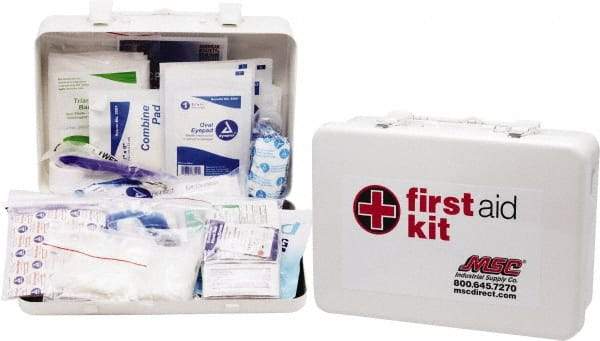 Medique - 100 Piece, 10 Person, Industrial First Aid Kit - 11" Wide x 7-1/2" Deep x 2-1/2" High, Metal Case - A1 Tooling