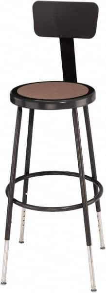 NPS - 14 Inch Wide x 14 Inch Deep x 25 to 32-1/2 Inch High, Steel Base, Adjustable Height Stool - Hardboard Seat, Black - A1 Tooling