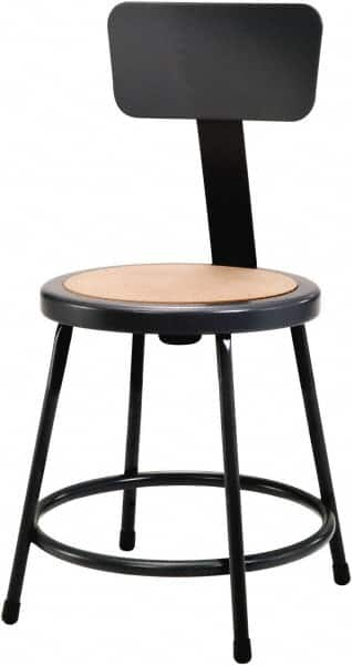 NPS - 18 Inch High, Stationary Fixed Height Stool with Adjustable Height Backrest - 14 Inch Deep x 14 Inch Wide, Hardboard Seat, Black - A1 Tooling