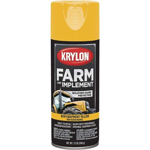 Krylon - Yellow, 12 oz Net Fill, Gloss, Farm & Equipment Spray Paint - 12 oz Container, Use on Equipment - A1 Tooling