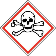 NMC - Hazardous Materials Label, Header: Toxic Warning - Legend: GHS - Graphic, English, Black & Red, 2" Long x 2" High, No Coating - A1 Tooling