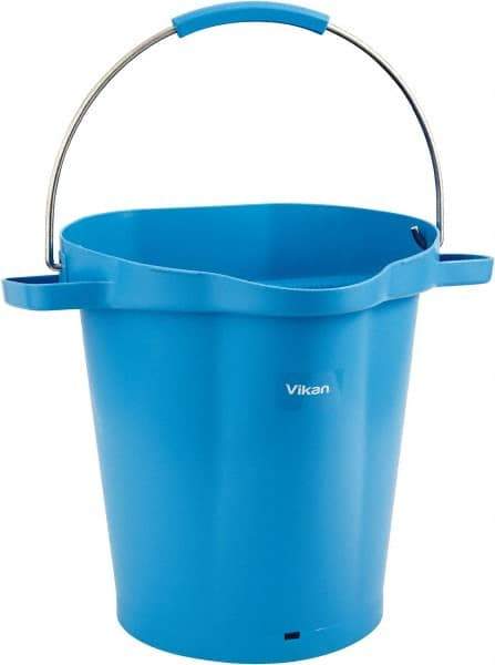 Vikan - 5 Gal, 18" High, Polypropylene Round Blue Single Pail with Pour Spout - Handle Included, 15.4mm Top Length x 18.9" Top Width x 18.9" Top Diam - A1 Tooling