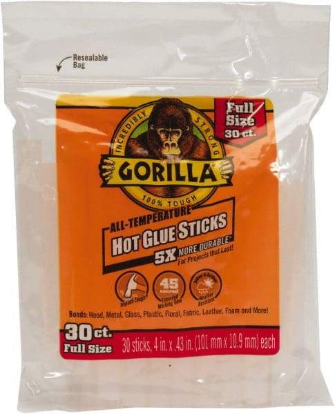 Gorilla Glue - 0.43" Diam, 4" Long, Clear, Hot Melt, Low Melt Glue Stick - A1 Tooling