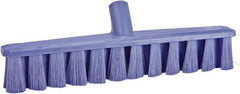 Vikan - 15.25" Fine Particle Polyester Push Broom - 1-7/8" Bristle Length, Plastic Block, European Threaded Handle Connection, Handle Sold Separately - A1 Tooling