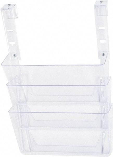 Deflect-o - 13" Wide x 4" Deep x 20" High, 3 Compartments, Plastic Hanging File Folder Racks-Plastic - Clear, 12-3/4" Compartment Width x 3-3/4" Compartment Depth x 6-3/4" Compartment Height - A1 Tooling