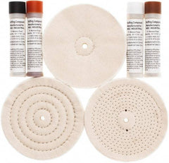 Value Collection - 6" Diam Loose Sewn, Cushion Sewn Buffing Wheel Set - 1/2" Arbor Hole - A1 Tooling