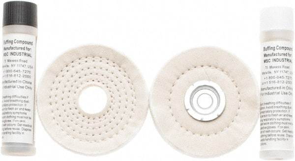 Value Collection - 4" Diam Loose Sewn, Cushion Sewn Buffing Wheel Set - 1/2" Arbor Hole - A1 Tooling