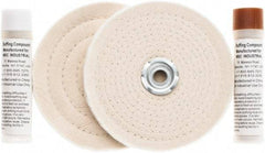 Value Collection - 6" Diam Cushion Sewn, Spiral Sewn Buffing Wheel Set - 1/2 & 7/8" Arbor Hole - A1 Tooling