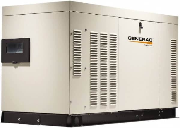 Generac Power - 1 Phase LP & NG Liquid Cooled Standby Power Generator without Transfer Switch - 120/240 V, 27 kW, OHVI, Bisque Aluminum Enclosure, Use 149 (LP) & 396 (NG) to Fuel - A1 Tooling