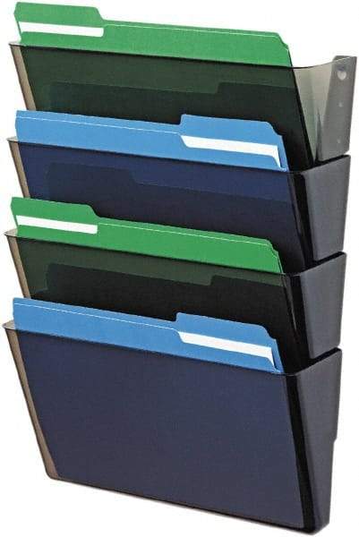 Deflect-o - 13" Wide x 7" High x 4" Deep Plastic Wall File - 4 Compartments, Smoke - A1 Tooling