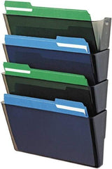 Deflect-o - 13" Wide x 7" High x 4" Deep Plastic Wall File - 4 Compartments, Smoke - A1 Tooling