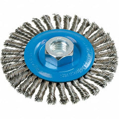 WALTER Surface Technologies - 4" OD, 5/8-11 Arbor Hole, Stringer Bead Stainless Steel Wheel Brush - 3/16" Face Width, 0.02" Filament Diam, 20,000 RPM - A1 Tooling