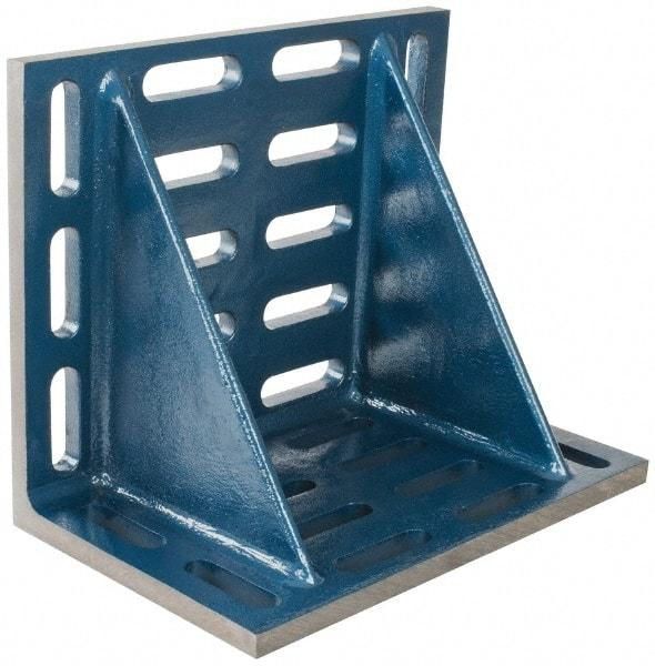 Interstate - 20" Wide x 12" Deep x 16" High Cast Iron Machined Angle Plate - Slotted Plate, Through-Slots on Surface, Double Web, Single Plate - A1 Tooling