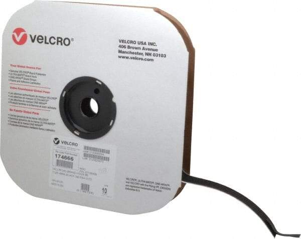 VELCRO Brand - 1" Wide x 10 Yd Long Adhesive Backed Hook Roll - Continuous Roll, Black - A1 Tooling