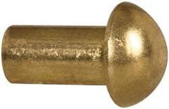 Made in USA - 3/16" Body Diam, Round Brass Solid Rivet - 3/8" Length Under Head - A1 Tooling