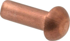 Made in USA - 1/8" Body Diam, Round Copper Solid Rivet - 3/8" Length Under Head - A1 Tooling