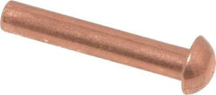 Made in USA - 1/8" Body Diam, Round Copper Solid Rivet - 3/4" Length Under Head - A1 Tooling