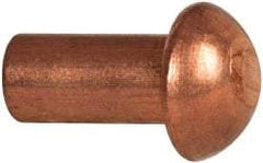 Made in USA - 3/16" Body Diam, Round Copper Solid Rivet - 3/8" Length Under Head - A1 Tooling