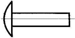 Made in USA - 1/4" Body Diam, Brazier Aluminum Solid Rivet - 5/8" Length Under Head, Grade 2117-T4, 5/8" Head Diam x 1/8" Head Height - A1 Tooling