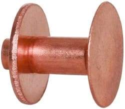 Made in USA - #8 Wire Body Diam, Flat Copper Belt Rivet with Washer - 1/2" Length Under Head, 1/2" Head Diam - A1 Tooling