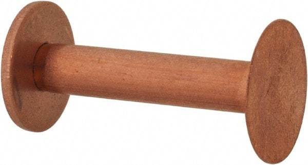 Made in USA - #8 Wire Body Diam, Flat Copper Belt Rivet with Washer - 1" Length Under Head, 1/2" Head Diam - A1 Tooling