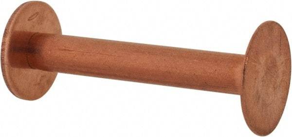 Made in USA - #8 Wire Body Diam, Flat Copper Belt Rivet with Washer - 1-1/4" Length Under Head, 1/2" Head Diam - A1 Tooling