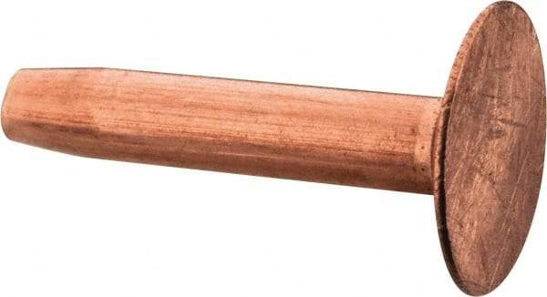 Made in USA - #9 Wire Body Diam, Flat Copper Belt Rivet with Washer - 7/8" Length Under Head, 15/32" Head Diam - A1 Tooling