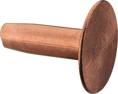 Made in USA - #10 Wire Body Diam, Flat Copper Belt Rivet with Washer - 1/2" Length Under Head, 7/16" Head Diam - A1 Tooling