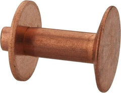 Made in USA - #12 Wire Body Diam, Flat Copper Belt Rivet with Washer - 1/2" Length Under Head, 3/8" Head Diam - A1 Tooling