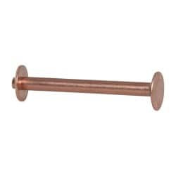 Made in USA - #12 Wire Body Diam, Flat Copper Belt Rivet with Washer - 1-1/2" Length Under Head, 3/8" Head Diam - A1 Tooling