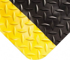 Wearwell - 5' Long x 2' Wide, Dry Environment, Anti-Fatigue Matting - Black with Yellow Borders, Vinyl with Nitrile Blend Base, Beveled on 4 Sides - A1 Tooling