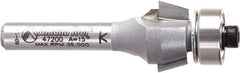 Amana Tool - 5/8" Cut Diam, 9/32" Length of Cut, 2 Flute Chamfer Edge Profile Router Bit - Carbide-Tipped, 1/4" Shank Diam, 2-3/32" OAL, Uncoated - A1 Tooling