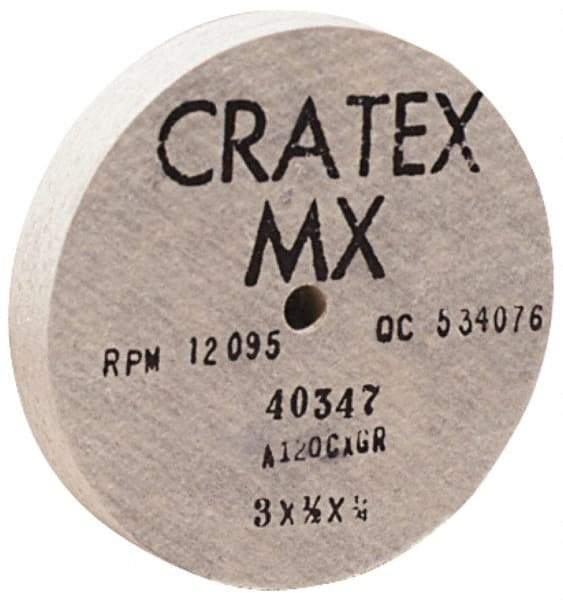 Cratex - 6" Diam x 1/2" Hole x 1" Thick, 54 Grit Surface Grinding Wheel - Aluminum Oxide, Type 1, Coarse Grade, 6,050 Max RPM, No Recess - A1 Tooling